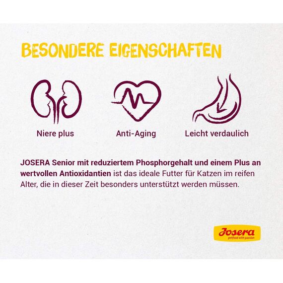 JOSERA Senior (1 x 400 g) | Adult | Premium Trockenfutter für ausgewachsene empfindliche Katzen | Geflügel & Reis | extra verträgliche Rezeptur | weizenfrei | Katzenfutter | 1er Pack