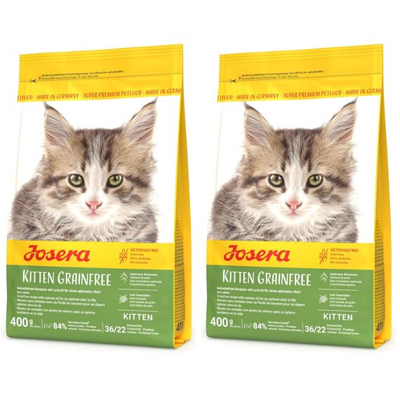 JOSERA Kitten grainfree (1 x 400 g) | getreidefreies Katzenfutter mit Lachsöl | Super Premium Trockenfutter für wachsende Katzen | 2er Pack