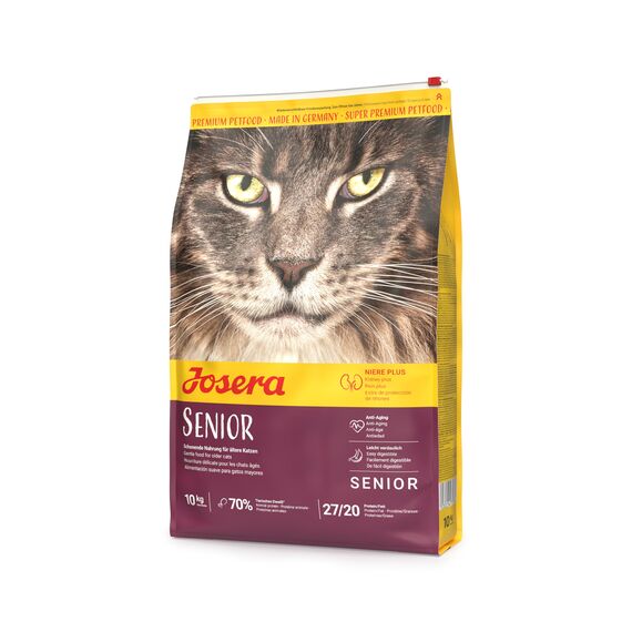JOSERA Senior (1 x 10 kg) | Senior | Premium Trockenfutter für ältere Katzen oder Katzen mit Niereninsuffizienz | Geflügel & Reis | leicht verdaulich | getreidefrei | Katzenfutter | 1er Pack