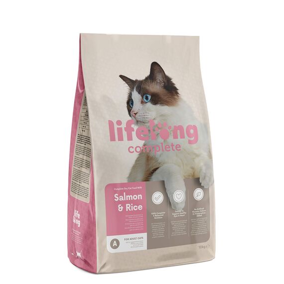 by Amazon Katzenfutter für ausgewachsene Katzen, Fein zubereitetes Trockenfutter mit frischem Lachs und Reis, 10 kg (1er-Pack)(Zuvor eine Marke von Lifelong, gleiches Produkt)