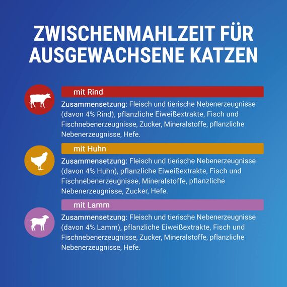 Felix Soup Tender Strips, Suppe für Katzen, Geschmacksvielfalt vom Land, Rindfleisch, Huhn, Lamm, 8er Pack (8 x 6 Beutel à 48g)