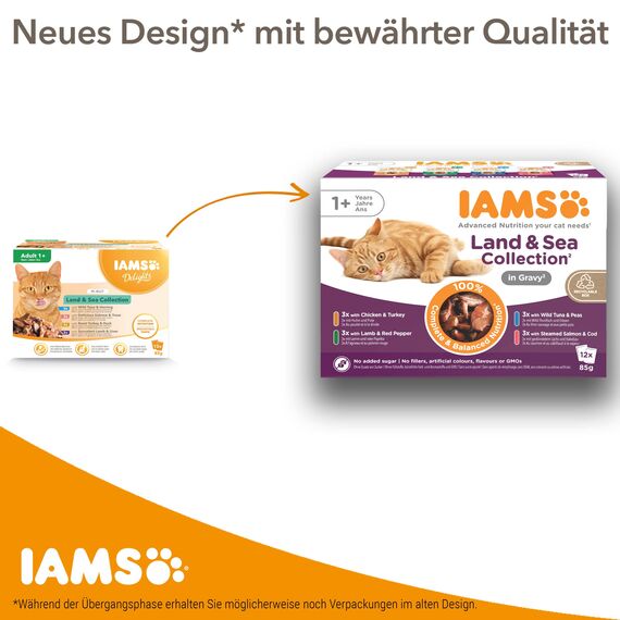 IAMS Delights Kitten Nassfutter - Multipack Katzenfutter mit Huhn in Sauce, hochwertiges Futter für Junior Kätzchen von 1-12 Monate, 24 x 85 g