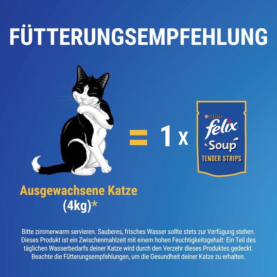 Felix Soup Tender Strips Suppe für Katzen, 1 Packung (6 x 48g) (Packung mit 10)