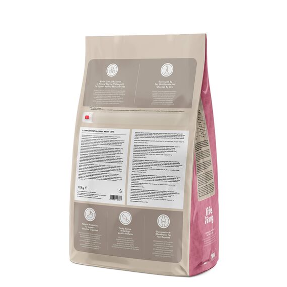 by Amazon Katzenfutter für ausgewachsene Katzen, Fein zubereitetes Trockenfutter mit frischem Lachs und Reis, 10 kg (1er-Pack)(Zuvor eine Marke von Lifelong, gleiches Produkt)