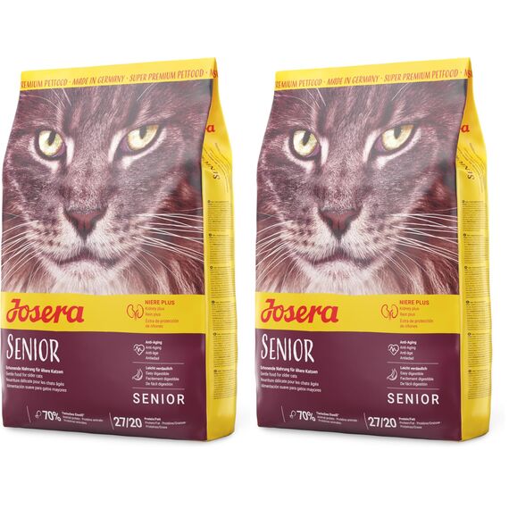 JOSERA Senior (1 x 400 g) | Adult | Premium Trockenfutter für ausgewachsene empfindliche Katzen | Geflügel & Reis | extra verträgliche Rezeptur | weizenfrei | Katzenfutter | 2er Pack