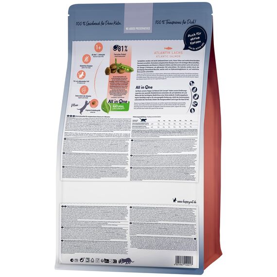 Happy Cat 70555 - Culinary Adult Atlantik Lachs - Katzen-Trockenfutter für ausgewachsene Katzen und Kater - 10 kg Inhalt