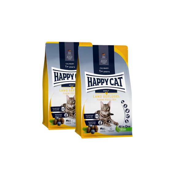 Happy Cat - Culinary Adult Land-Geflügel M - Trockenfutter für ausgewachsene Katzen & Kater 2x4 kg