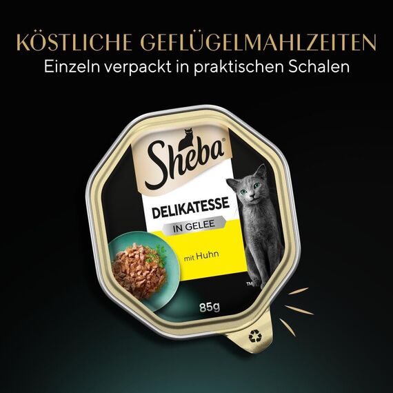 Sheba Schale Nassfutter für Katzen Delikatesse in Gelee mit Huhn 2 x 11 x 85g