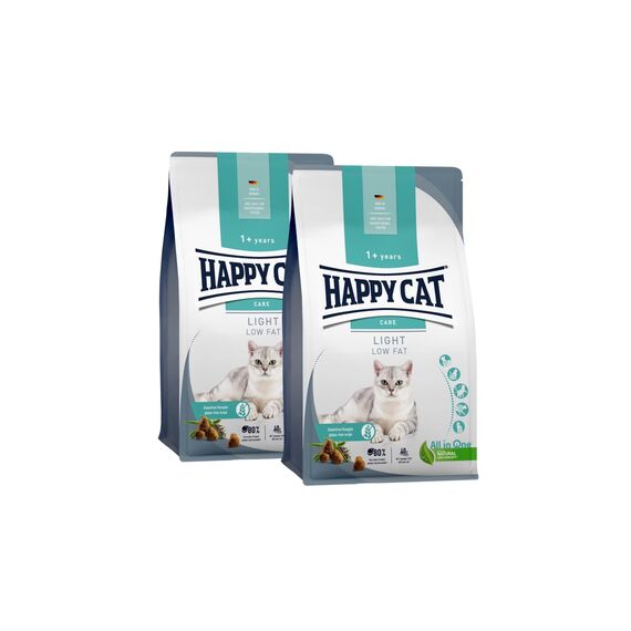 Happy Cat - Care Adult Light M-Serie - Low fett Trockenfutter für Katzen & Kater - weniger Fett - 2x10 kg - Doppelpack