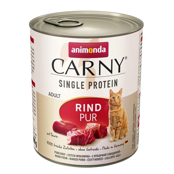 animonda Carny Katzen Nassfutter Single Protein Rind Pur (6 x 800g), Katzenfutter nass mit nur einer Proteinquelle, Futter für ausgewachsene Katzen mit Rindfleisch