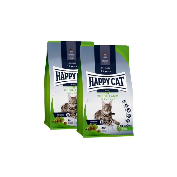 Happy Cat - Culinary Adult Weide-Lamm M - Trockenfutter für ausgewachsene Katzen & Kater 2x4 kg
