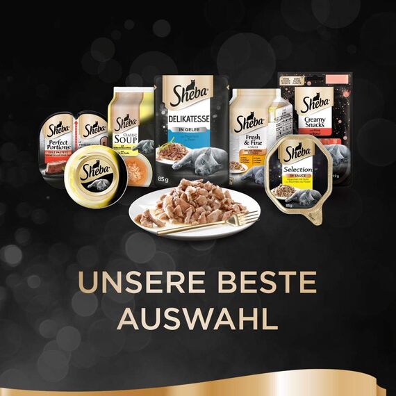 Sheba Katzennassfutter Selection in Sauce, 32 Schalen, 32x85g (1 Großpackung) – Katzenfutter nass, Geflügel Variation mit Truthahn, Huhn, Poularde und Geflügel