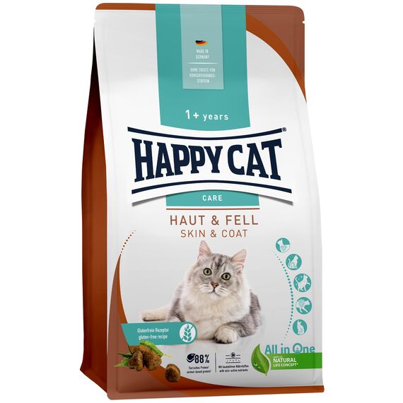 Happy Cat - Care Haut & Fell M - Trockenfutter für hautsensible Katzen & Kater 4 kg