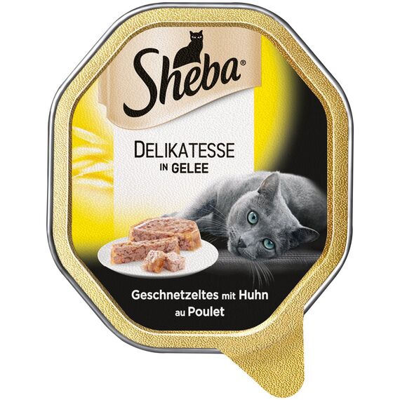SHEBA Schale Nassfutter für Katzen Delikatesse in Gelee mit Huhn 2 x 11 x 85g (Packung mit 2)