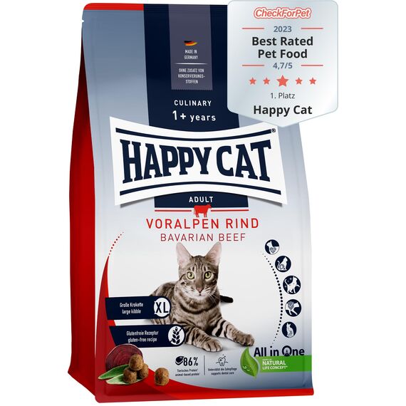 Happy Cat Culinary Adult Voralpen Rind M - Katzen-Trockenfutter für ausgewachsene Katzen und Kater - 10 kg