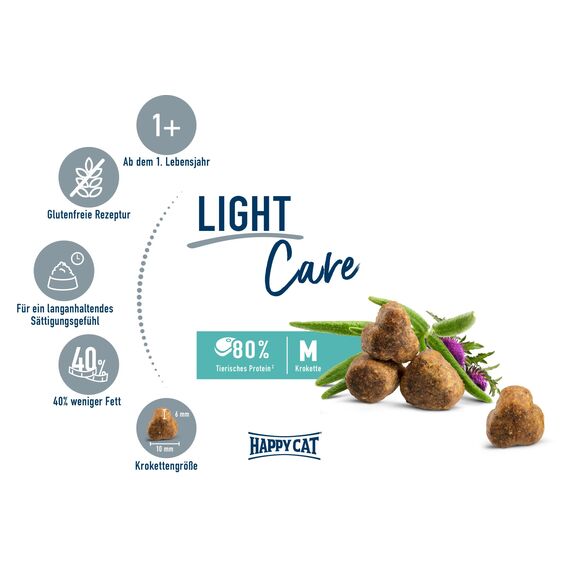 Happy Cat 70604 - Care Adult Light - Trockenfutter mit Geflügel für übergewichtige Katzen und Kater - 4 kg Inhalt