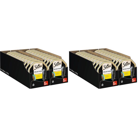 SHEBA Schale Nassfutter für Katzen Selection in Sauce Häppchen mit Huhn 2 x 11 x 85g (Packung mit 2)