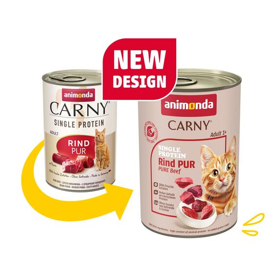 animonda Carny Katzen Nassfutter Single Protein Mix Pur (6 x 400g), Katzenfutter mit nur einer Proteinquelle, Futter für ausgewachsene Katzen