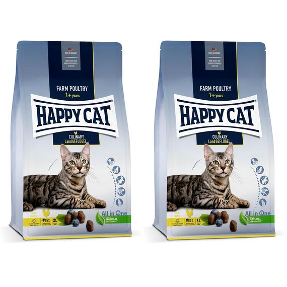 Happy Cat 70569 - Culinary Adult Land Geflügel - Katzen-Trockenfutter für ausgewachsene Katzen und Kater - 1,3 kg Inhalt (Packung mit 2)