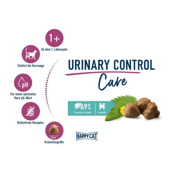 Happy Cat - Care Urinary Control M - Trockenfutter zur Unterstützung der Harnwege für Katzen & Kater 2x10 kg