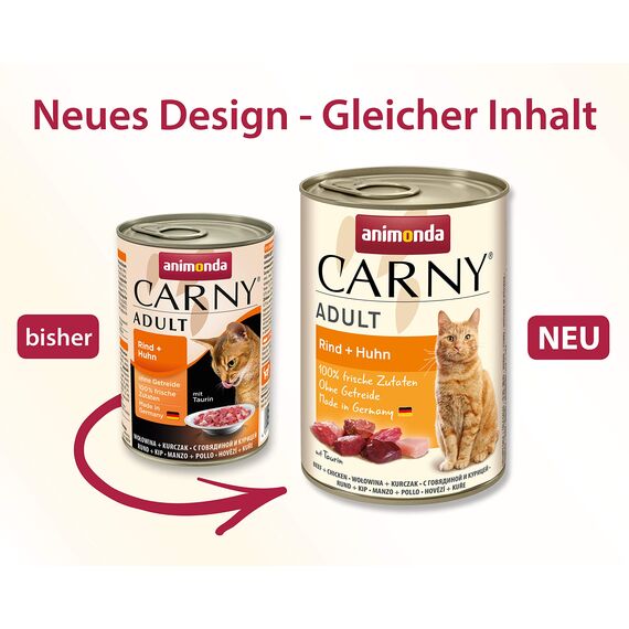 animonda Katzenfutter Carny Senior, Nassfutter für Katzen ab 7 Jahren, Rind + Huhn mit Käse, 6 x 400 g (Packung mit 2)