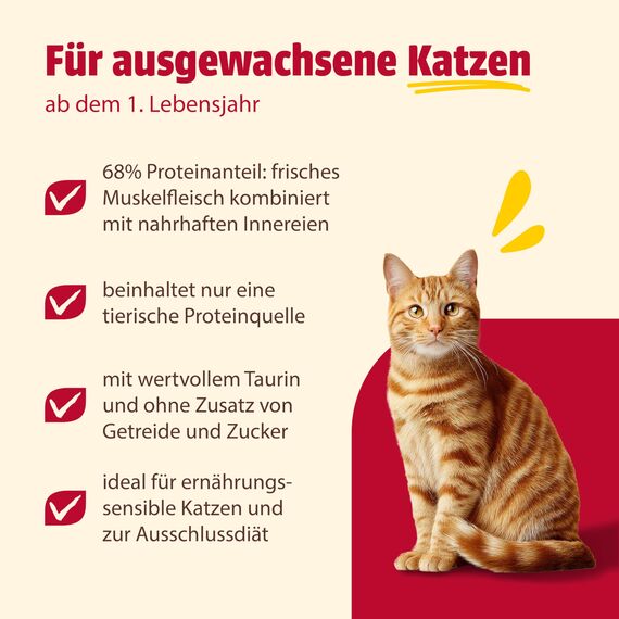 animonda Carny Katzen Nassfutter Single Protein Mix Pur (6 x 400g), Katzenfutter mit nur einer Proteinquelle, Futter für ausgewachsene Katzen