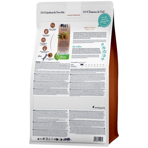 Happy Cat - Care Haut & Fell M - Trockenfutter für hautsensible Katzen & Kater 2x4 kg