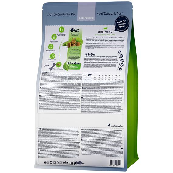 Happy Cat - Culinary Adult Weide-Lamm M - Trockenfutter für ausgewachsene Katzen & Kater 4 kg