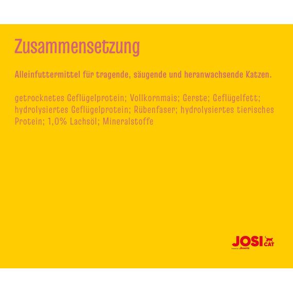 JosiCat Kitten (7 x 650 g) | Junior | Premium Trockenfutter für wachsende sowie tragende & säugende Katzen | mit hohem Energiegehalt & wertvollem Lachsöl & Vitaminen | Powered by JOSERA | 7er Pack