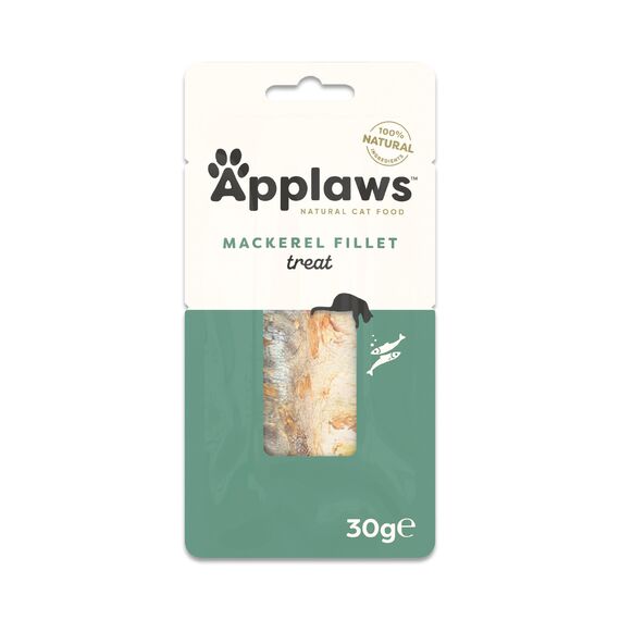 Applaws Natural Cat Treats, Ganze Makrele Lende Katzensnack, 30g Beutel (Packung mit 12 Stück)