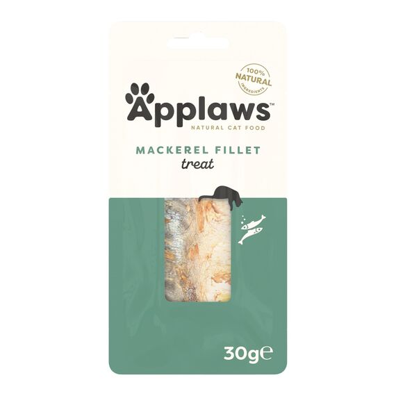 Applaws Natural Cat Treats, Ganze Makrele Lende Katzensnack, 30g Beutel (Packung mit 12 Stück)
