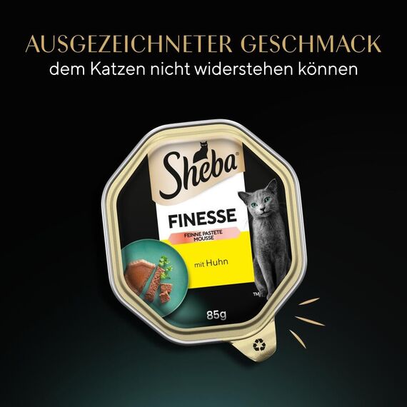 SHEBA Schale Nassfutter für Katzen Finesse Feine Pastete mit Huhn 22 x 85g