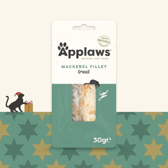 Applaws Natural Cat Treats, Ganze Makrele Lende Katzensnack, 30g Beutel (Packung mit 12 Stück)