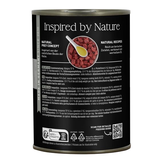 catz finefood Purrrr Känguru Monoprotein Katzenfutter nass N° 107, für ernährungssensible Katzen, 70% Fleischanteil, 6 x 400 g Dose