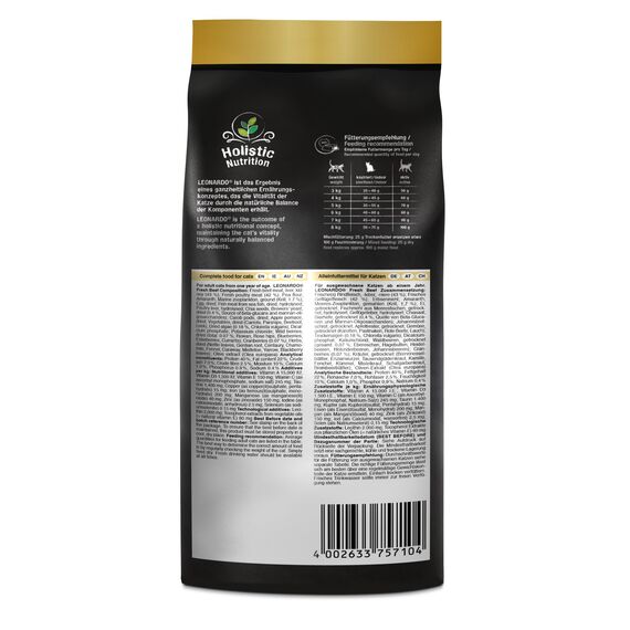 LEONARDO Fresh Beef & Poultry [250g] Katzenfutter | Trockenfutter mit 85% Frischfleisch für Katzen | Alleinfuttermittel für ausgewachsene Katzen Aller Rassen ab 1 Jahr