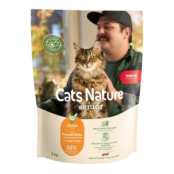 MERA Cats Nature Huhn Premium Senior Katzenfutter Trocken 400g | Getreidefrei, zuckerfrei & nierenschonend | Trockenfutter für Katzen mit hohen Fleischanteil | Dry Cat Food (Packung mit 2)