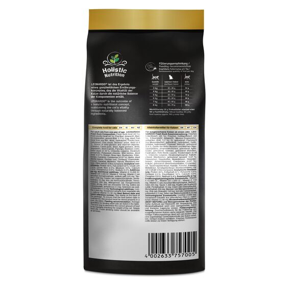 LEONARDO Fresh Duck & Poultry [250g] Katzenfutter | Trockenfutter mit 85% Frischfleisch für Katzen | Alleinfuttermittel für ausgewachsene Katzen Aller Rassen ab 1 Jahr