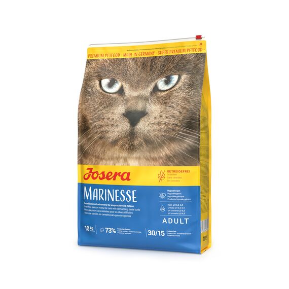 JOSERA Marinesse (1 x 10 kg) | Adult | Premium Trockenfutter für ausgewachsene allergische Katzen | Lachs, Kartoffel & Erbse als ausgesuchte Proteinquellen | getreidefrei | Katzenfutter | 1er Pack
