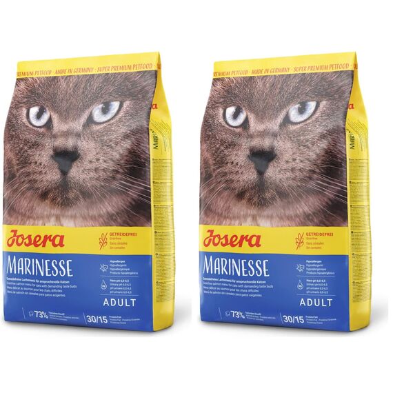 JOSERA Marinesse (1 x 400 g) | Adult | Premium Trockenfutter für ausgewachsene allergische Katzen | Lachs, Kartoffel & Erbse als ausgesuchte Proteinquellen | getreidefrei | Katzenfutter | 2er Pack