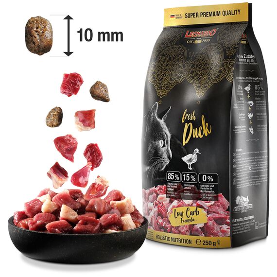 LEONARDO Fresh Duck & Poultry [1,5kg] Katzenfutter | Trockenfutter mit 85% Frischfleisch für Katzen | Alleinfuttermittel für ausgewachsene Katzen Aller Rassen ab 1 Jahr