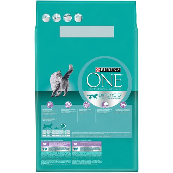 PURINA ONE BIFENSIS Sensitive Katzentrockenfutter: reich an Truthahn & Reis, hohe Verträglichkeit bei Katzen mit empfindlicher Verdauung, mit Omega 6
