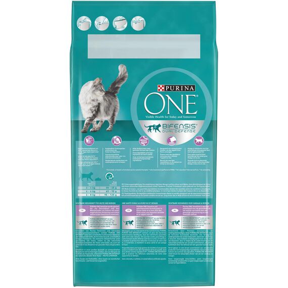 PURINA ONE BIFENSIS Sensitive Katzentrockenfutter: reich an Truthahn & Reis, hohe Verträglichkeit bei Katzen mit empfindlicher Verdauung, mit Omega 6