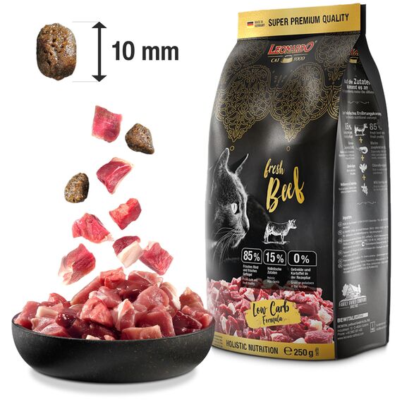 LEONARDO Fresh Beef & Poultry [1,5kg] Katzenfutter | Trockenfutter mit 85% Frischfleisch für Katzen | Alleinfuttermittel für ausgewachsene Katzen Aller Rassen ab 1 Jahr