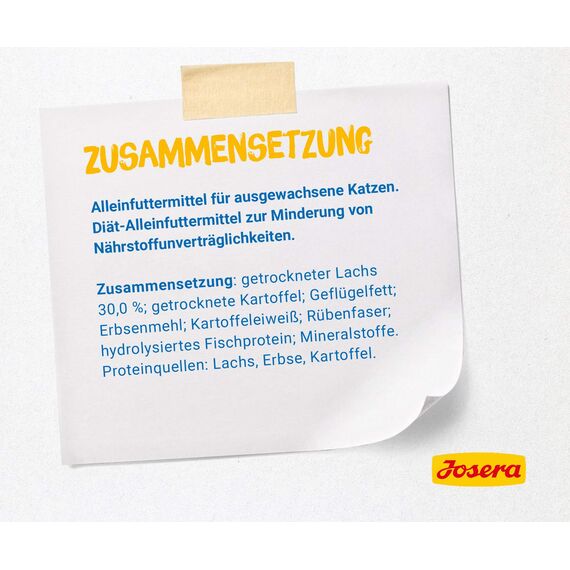 JOSERA Marinesse (1 x 400 g) | Adult | Premium Trockenfutter für ausgewachsene allergische Katzen | Lachs, Kartoffel & Erbse als ausgesuchte Proteinquellen | getreidefrei | Katzenfutter | 1er Pack
