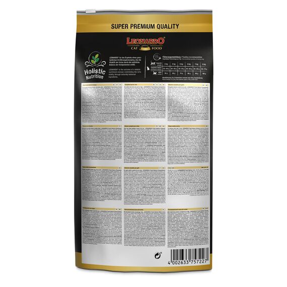 LEONARDO Fresh Salmon & Poultry [4kg] Katzenfutter | Trockenfutter mit 85% Frischfleisch für Katzen | Alleinfuttermittel für ausgewachsene Katzen Aller Rassen ab 1 Jahr