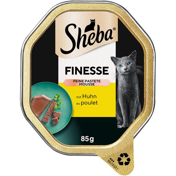 SHEBA Schale Nassfutter für Katzen Finesse Feine Pastete mit Huhn 22 x 85g