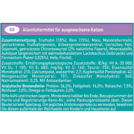PURINA ONE BIFENSIS Sensitive Katzentrockenfutter: reich an Truthahn & Reis, hohe Verträglichkeit bei Katzen mit empfindlicher Verdauung, mit Omega 6