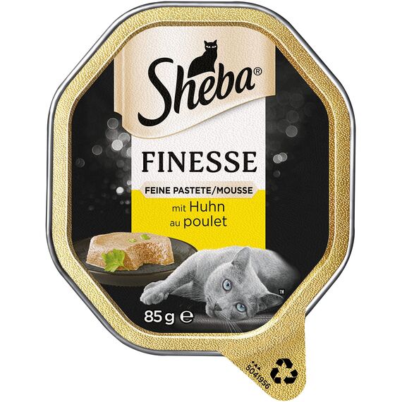 SHEBA Schale Nassfutter für Katzen Finesse Feine Pastete mit Huhn 22 x 85g (Packung mit 2)
