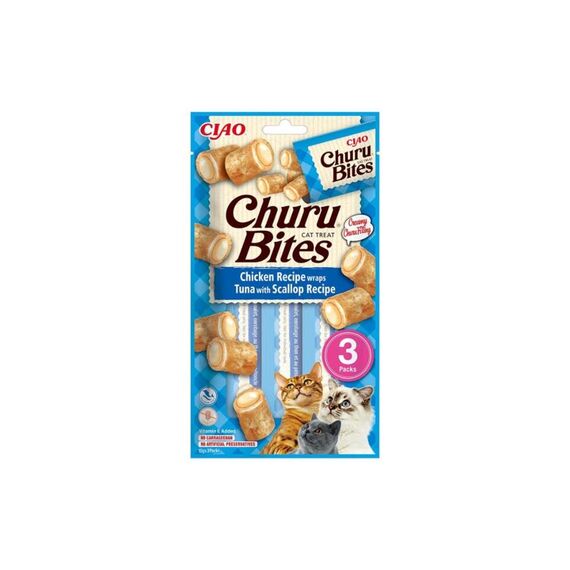 INABA Churu Bites mit 40% Hühnerfleisch Leckerli Katze, Ohne Getreide, Ohne Zucker, Perfekt zum Verstecken von Medikamenten, Ohne Tierische Nebenprodukte Katzen Leckerlies 30 g (1er Pack)