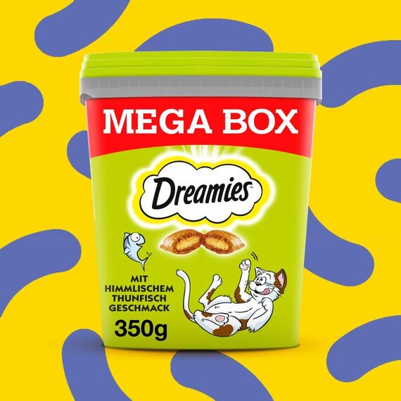 Dreamies Klassiker Katzensnacks mit Thunfisch – Traumhaft knusprige Taschen mit zarter Füllung – 2 x 350g